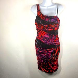 Deb orange and purple one shoulder dress size 9